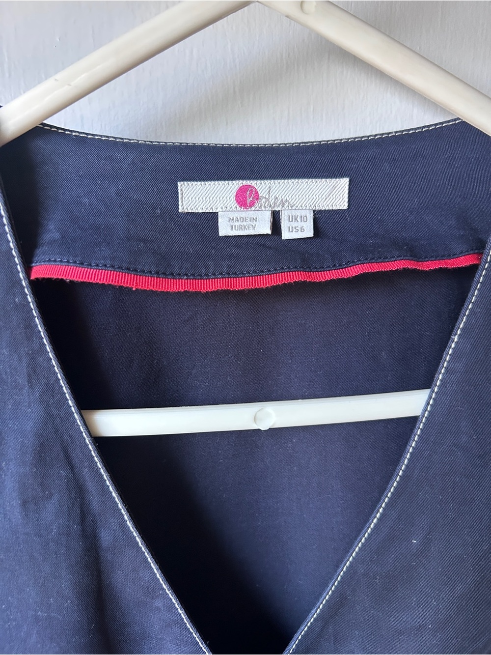 Boden Navy Long-Sleeve Button Midi Dress with Tie Waist - Picture 2 of 5